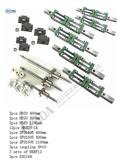 cnc набор HGR20 квадратные линейные направляющие наборы 12 шт. HGH20CA+ SFU605/1610 1605 шариковый винт+ BK BF12+ муфта вала - Цвет: RGH20-400-800-1100