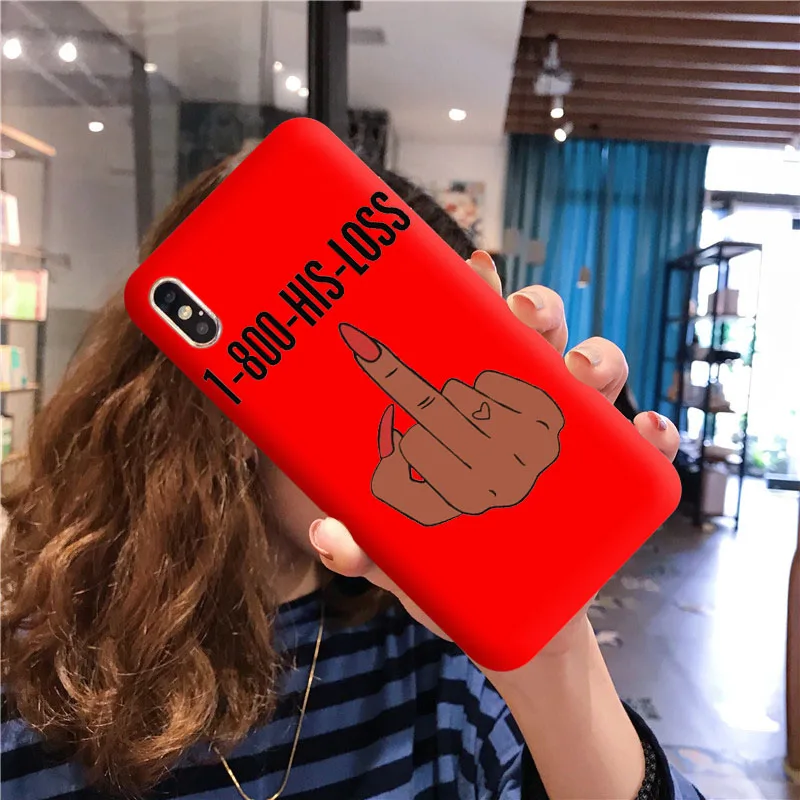 TPU Funny Black Head Girl Phone Case Make Money Not Friends Women For iPhone 11Pro Max X XR XS 8 7 6s Plus Candy Red Silicone Cover - Цвет: TPU