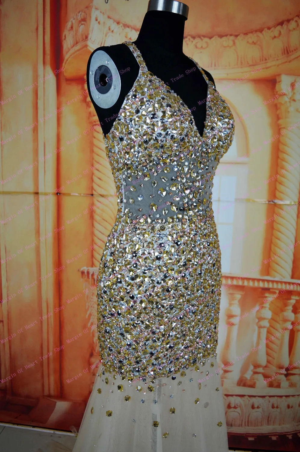 Лидер продаж 2017 Новое поступление платье русалка длинное вечернее с кристаллами