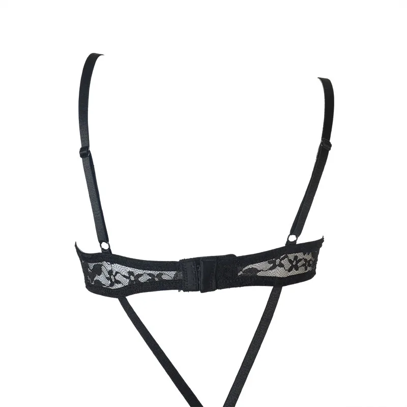 Бесплатная доставка пикантное нижнее белье Цельный боди 3/4 пуш ап чашка черное