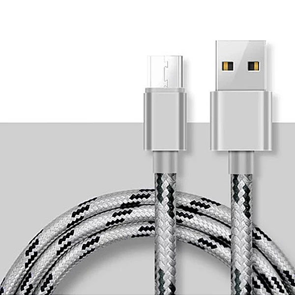 Серебристый ACCEZZ Micro USB Зарядное устройство кабель быстрой зарядки Microusb Кабели для передачи данных huawei Xiaomi 4 Redmi Note 5 samsung S7 телефон нейлоновый шнур - Цвет: Серебристый