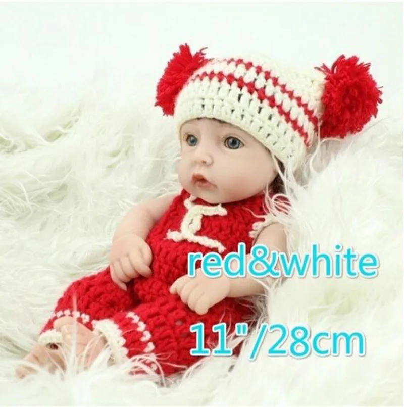 11inches red-white 1" /22" реалистичные Новорожденные виниловые Reborn подарок Детские куклы реалистичные ручной работы куклы для всего тела - Цвет: 11inches red-white