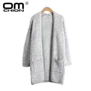 Женский кардиган OMCHION сезона осень 2017, длинный свитер с V-образным вырезом, женская Свободная трикотажная одежда большого размера d с карманами, теплое пальто, размеры 4XL, 5XL, LS37