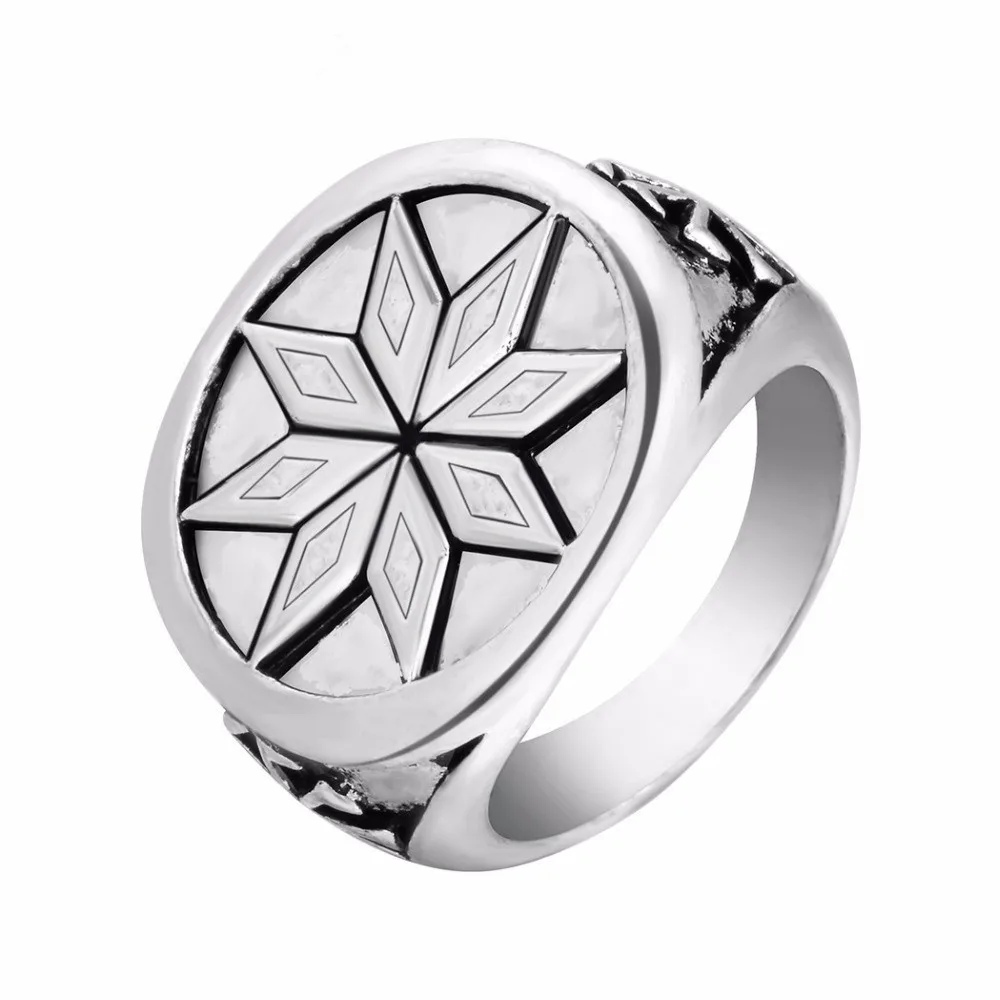 Picture Cxwind Slavic Men's Rings Kolovrat Pagan Jewelry Rune Signet Talisman Ring Norse Viking Jewelry for Men Punk Retro Bijoux sygnet - Цвет основного камня: Picture
