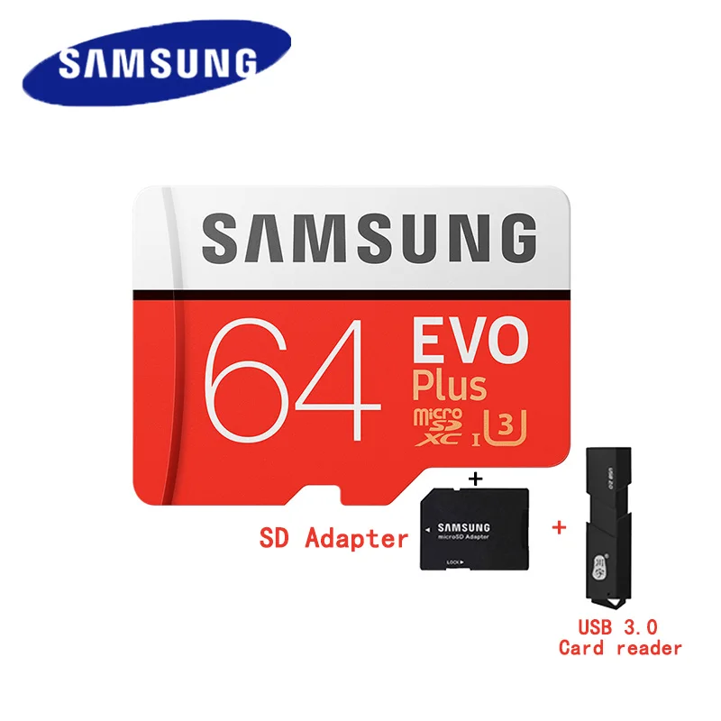 SAMSUNG карта памяти Micro SD card 64 Гб u3 карты памяти EVO Plus 64 Гб Class10 TF карты C10 80 МБ/с. MICROSDXC UHS-1