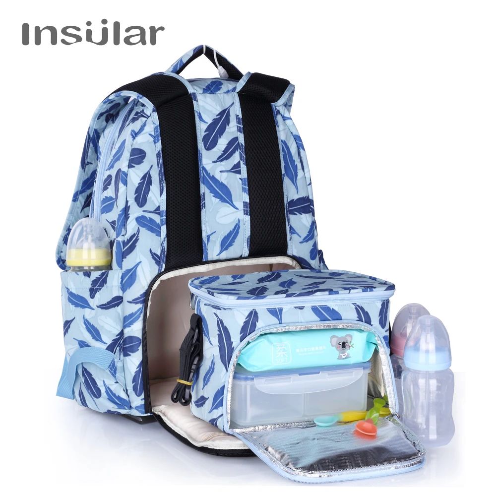 INSULAR Fashion Diaper Bags Backpack and Thermal Insulation SET For Baby Care Strollers with Wet Bag/ Hook/Changing Bag | Мать и ребенок
