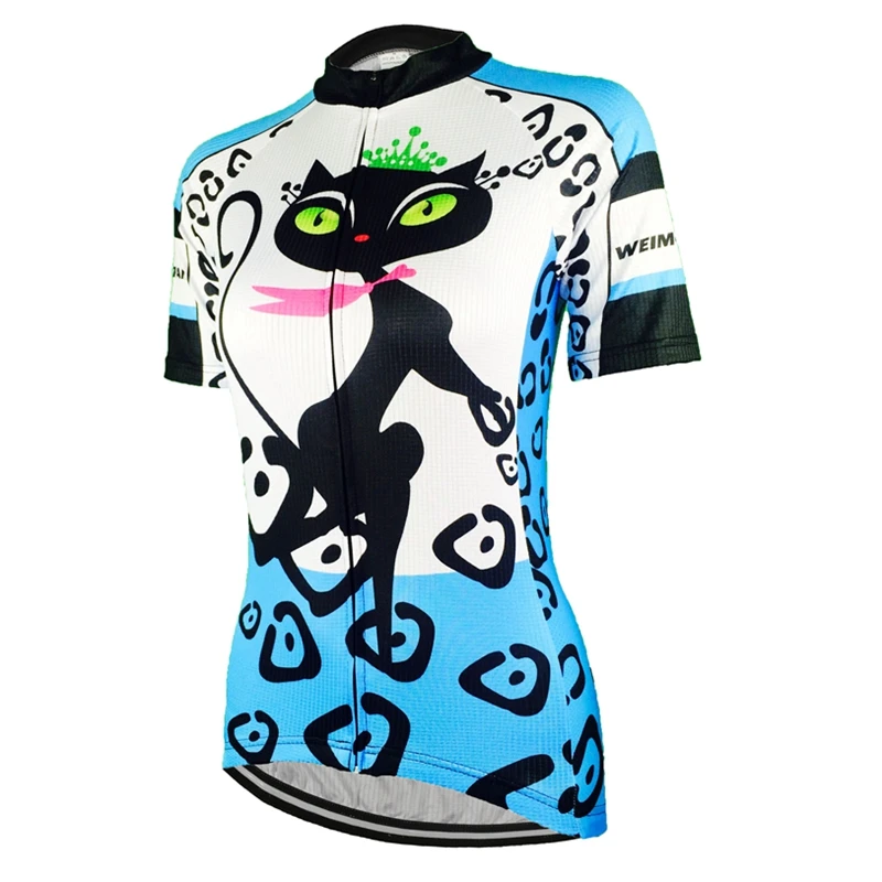 

Женская футболка для горного велосипеда, синяя одежда для велоспорта с кошками, уличный топ с коротким рукавом, велосипедные рубашки, одежд...
