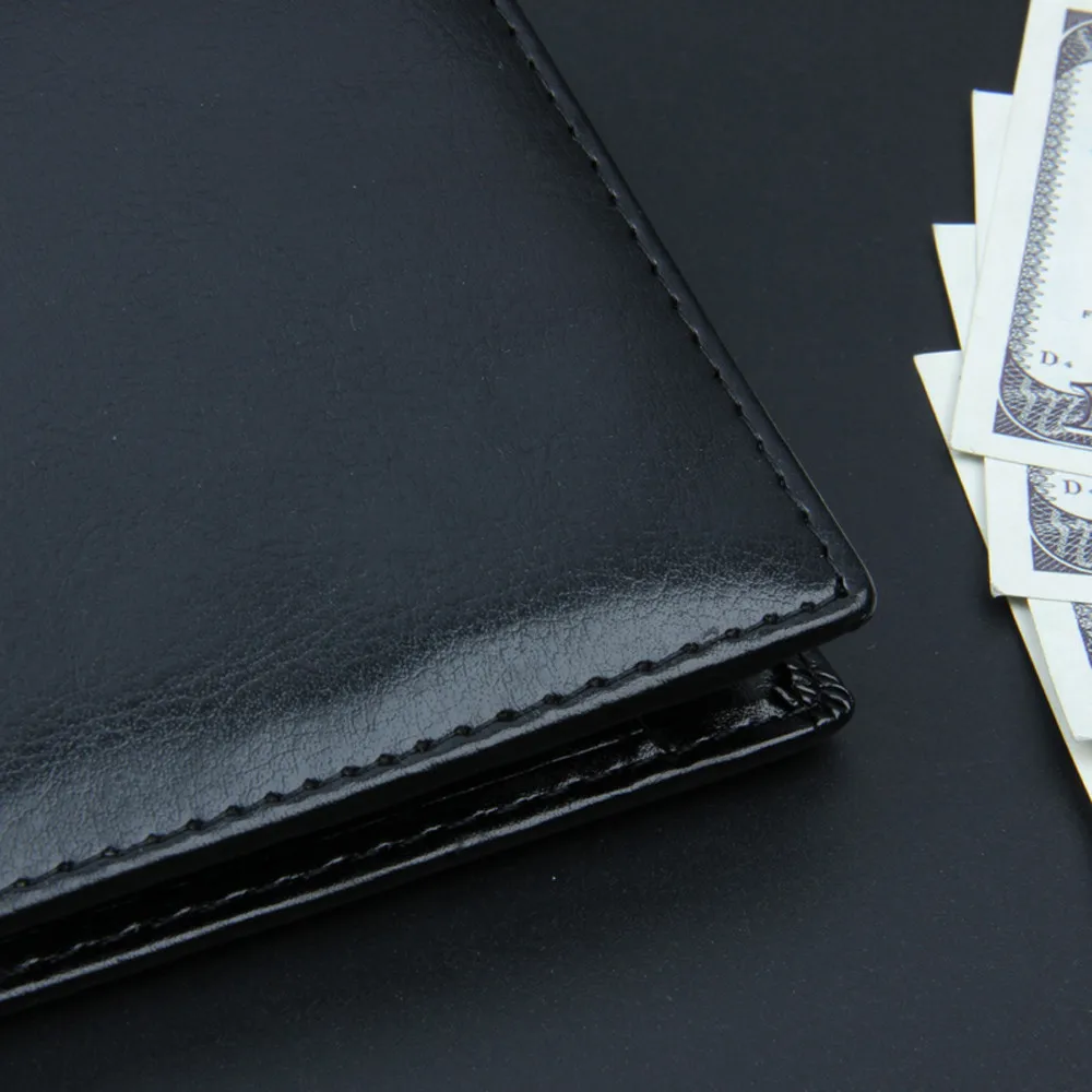 Мужской модный однотонный складной деловой кожаный бумажник с отделением для