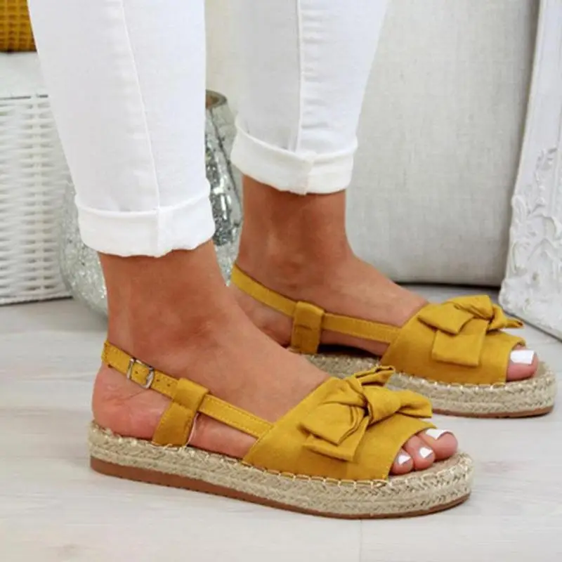 1 пара однотонных повседневных женских сандалий с галстуком бабочкой Сандалии на