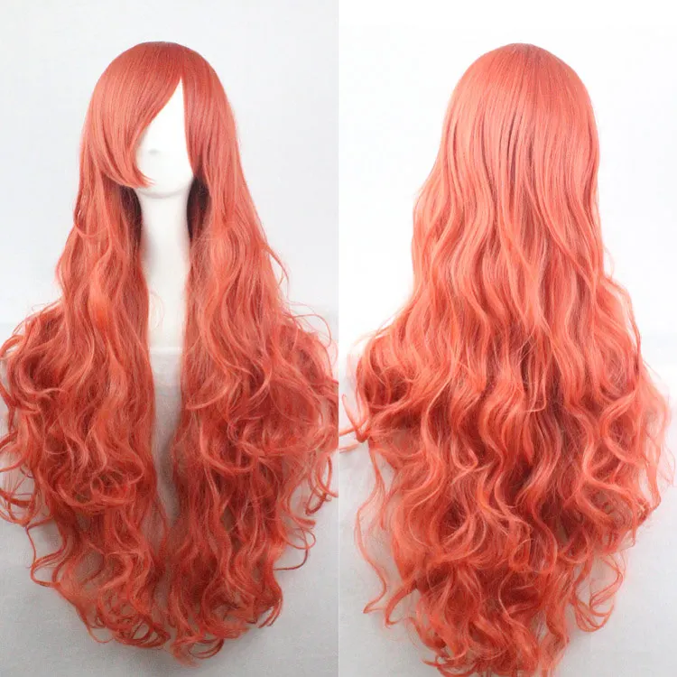 QP волосы розовые парики объем воздуха высокая температура мягкий шелк объемные волосы длинные кудрявые большие волнистые волосы синтетический парик косплей - Цвет: orange