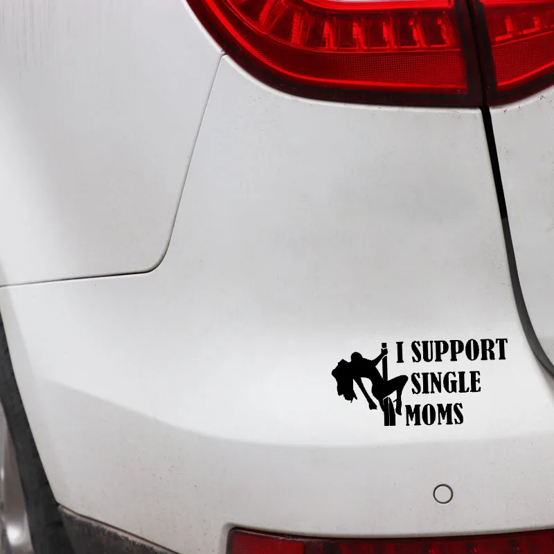 

YJZT 18CM*8.5CM Fun I Support Single Moms Car-styling Decal Car Sticker Black Silver Vinyl C11-1729