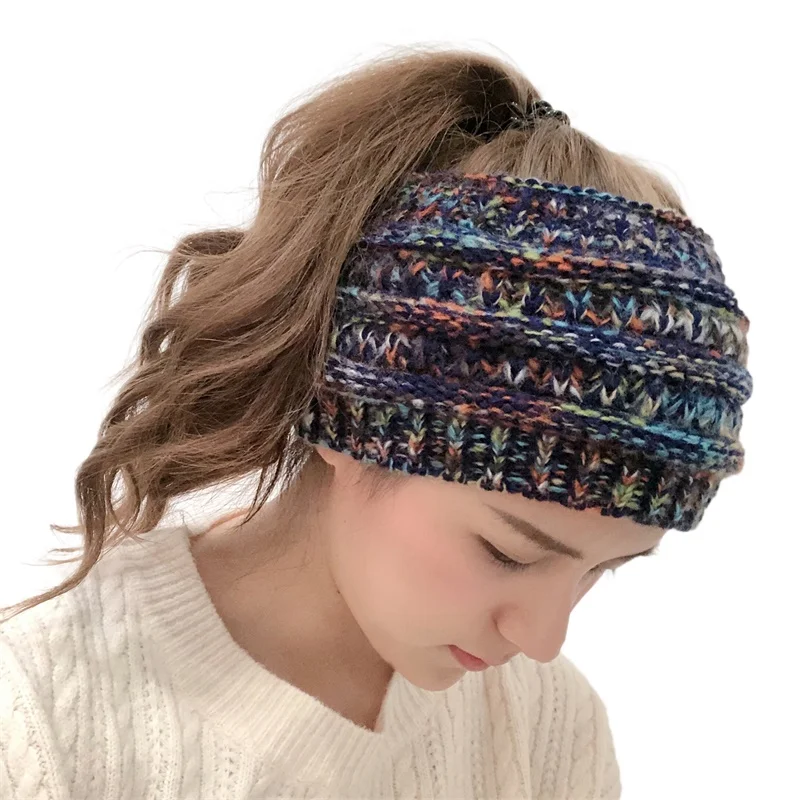 New Headwear Knitted Crochet Headband Turban Winter Ear Warmer Headwrap Elastic Hair Band for Women's Wide Hair Accessories