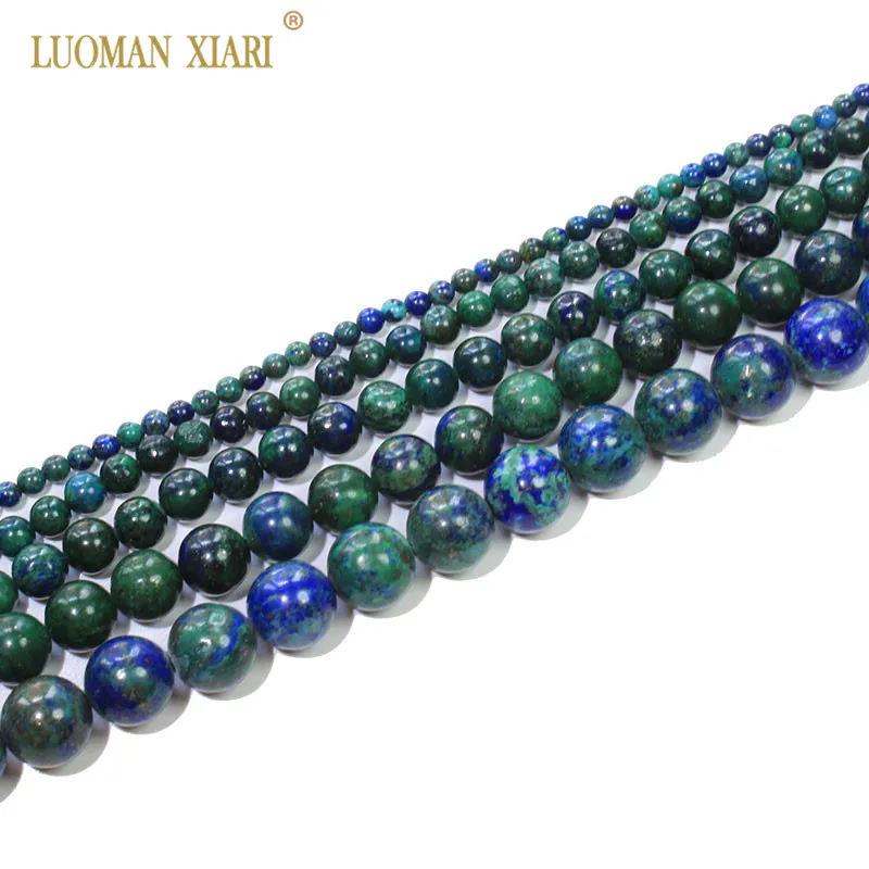 New Chrysocolla Azurite Round Loose Natural Stone Beads For Jewelry Making DIY Bracelet Necklace 4/6/8/10/12 mm Strand 15'' images - 6