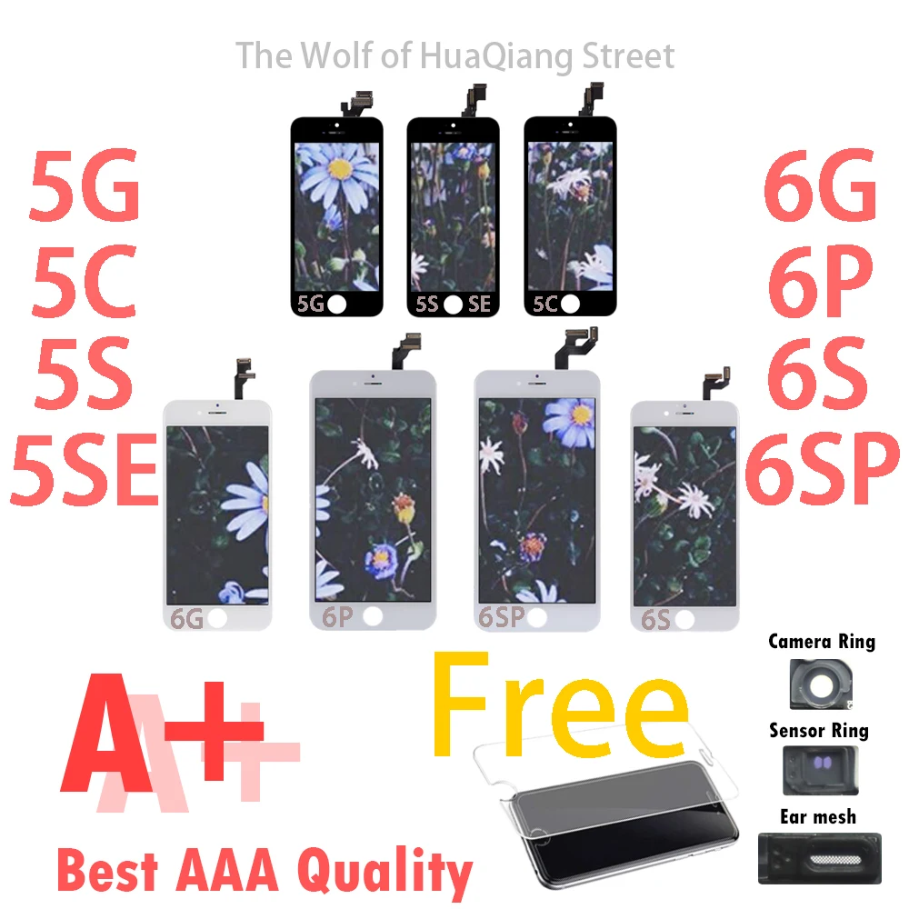 Высокое качество для apple lcd iPhone 5G 5C 5S 5SE 6G 6P 6S 6SP Plus ЖК дисплей в сборе сенсорный