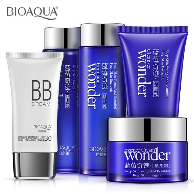 Голубика bioaqua набор для ухода за лицом кожи дневной очиститель от крема отбеливание увлажнение Глубокая очистка пор гладкая тусклая кожа Набор для ухода за лицом