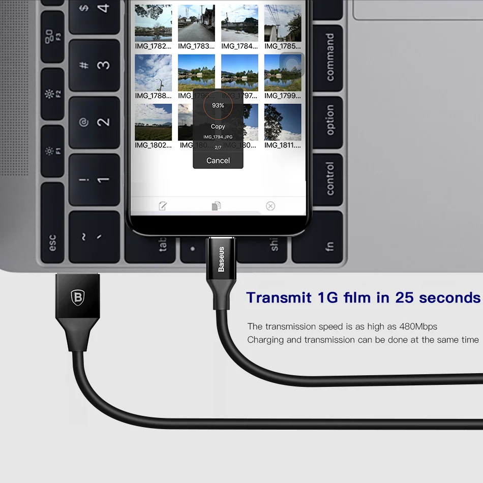 USB-кабель Baseus для iPhone X 8 7 Plus зарядный кабель мобильный телефон 5 6 6s iPad usb-кабель