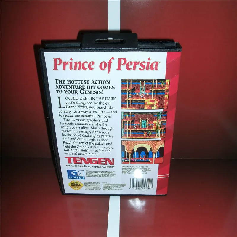 Чехол Prince of Persia US с коробкой и руководством для Sega Megadrive Genesis игровая консоль 16 бит