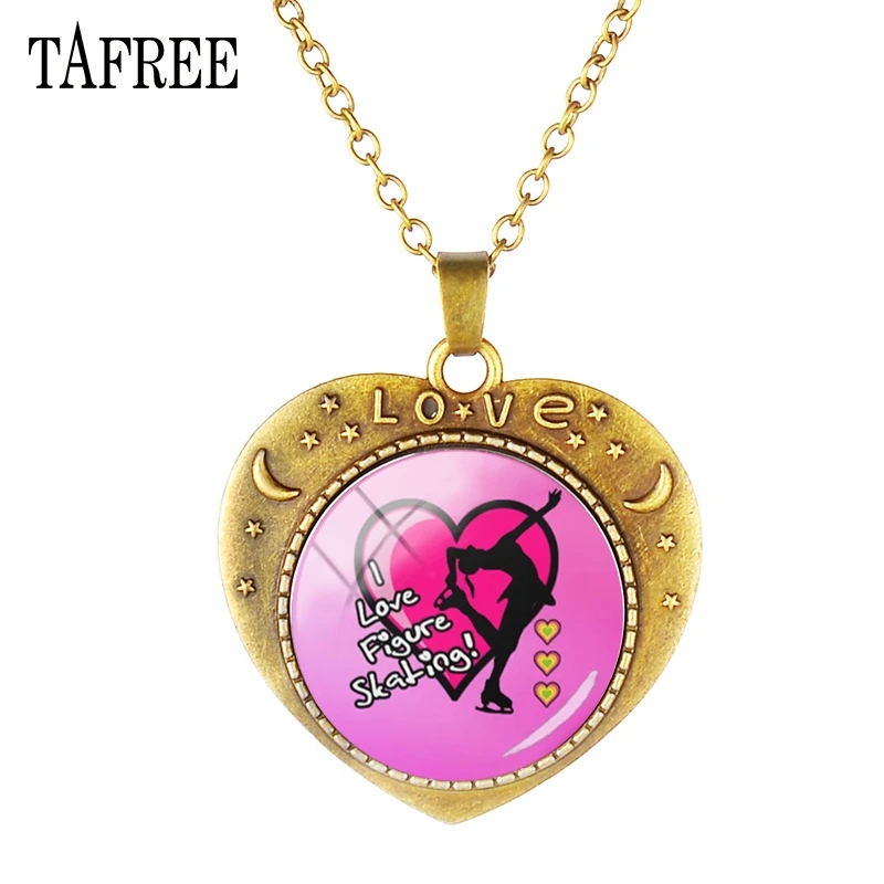 Винтажное ожерелье TAFREE Love в форме сердца для фигурного катания на коньках