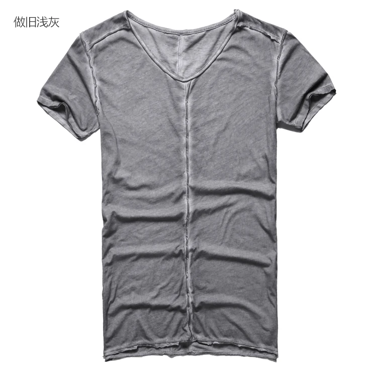 Брендовые летние Для мужчин футболка с коротким рукавом сплошной цвет 100% хлопок