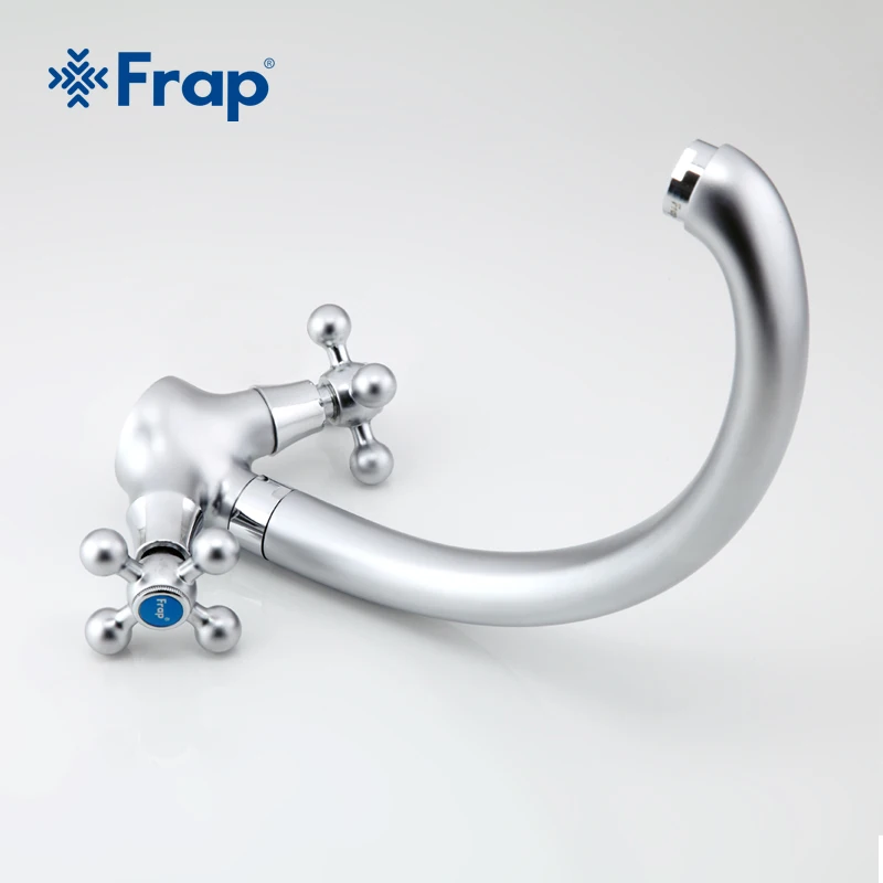 Смеситель для кухни Frap F4219 с двумя ручками смеситель хромированной насадкой и