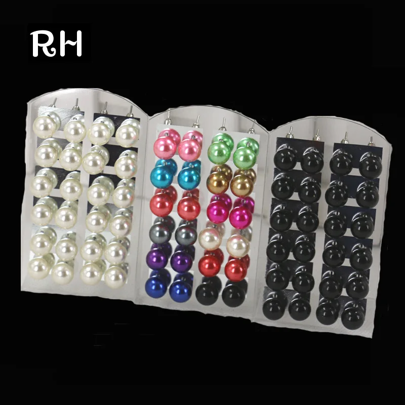

New 2016 Ball Earrings for women mix color 12 paris one pack stud earrings for ladies casual pendant earrings pearl earrings
