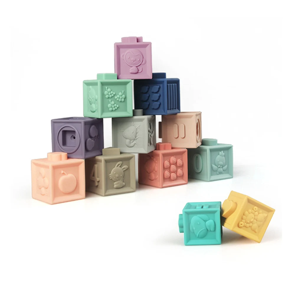 12 Pcs/Lot Baby Grasp Toy Building Blocks 3D Balls Massage Teethers Squeeze | Игрушки и хобби