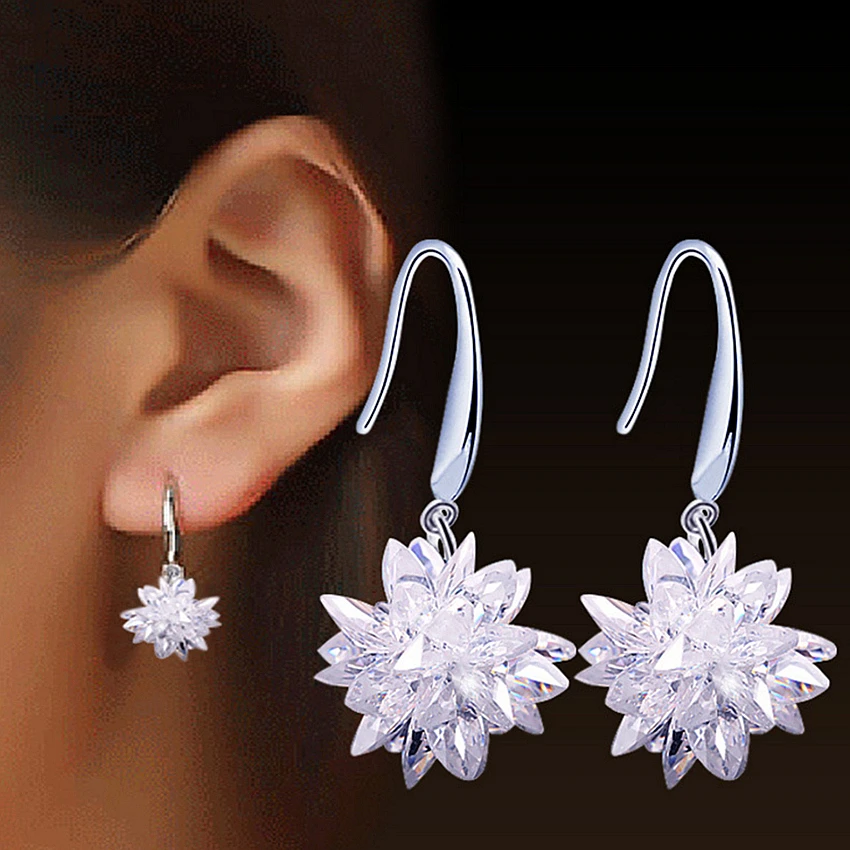 

NEHZY S925 Stamp silver New Woman earrings new fashion exquisite stones beautiful flowers lovely princess jewelry