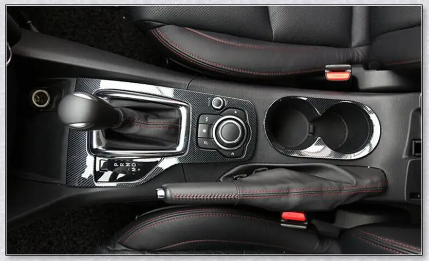 CARBONFIBER STYLE AB ABS держатель стакана воды+ коробка передач переключения передач Панель украшения Накладка для Mazda 3 AXELA хэтчбек седан - Цвет: CARBONFIBER STYLE AB