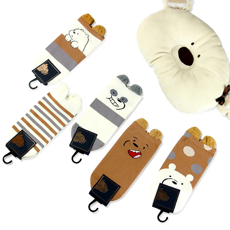 5 Pairs/Lot Women Cute Kawaii Short Socks Cartoon Animals Ears Funny Pattern Jingle Cat Bear Sheep Cotton Ankle Student Socks