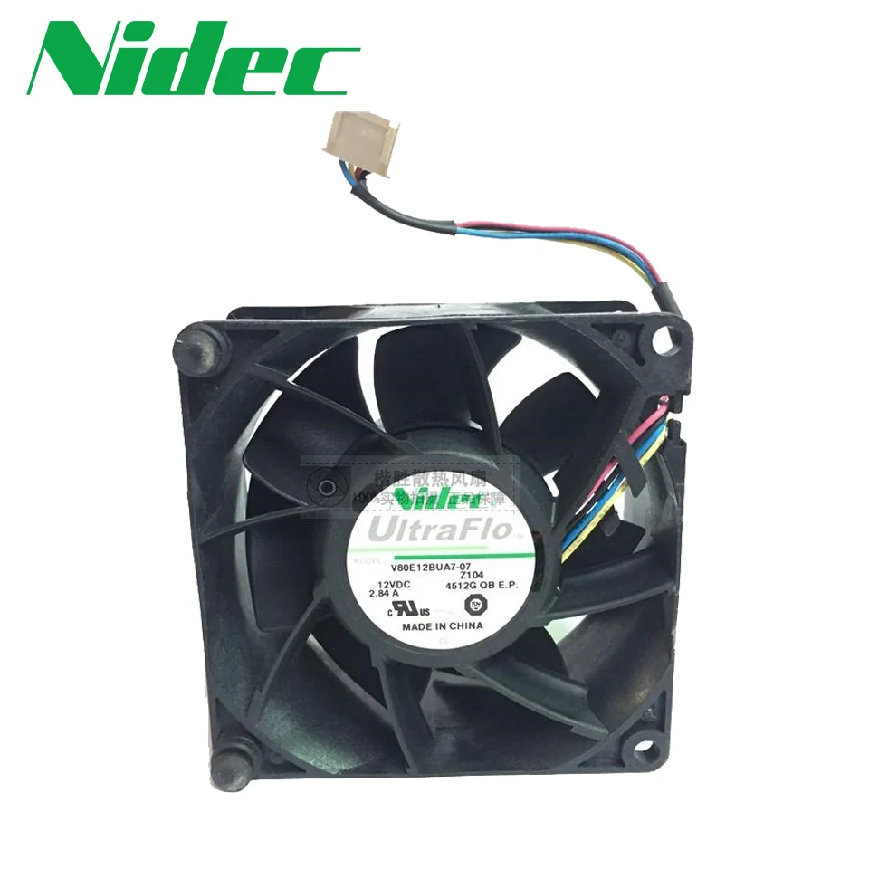 

Nidec 8038 80 мм 8 см 12 В 2.84A V80E12BUA7-07 Вентилятор охлаждения ветры силы 80*80*38 мм