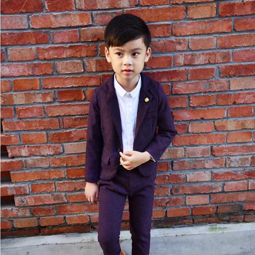 Деловой костюм для мальчиков 2018 Мода с блейзером свадьбы синий верх + низ 2