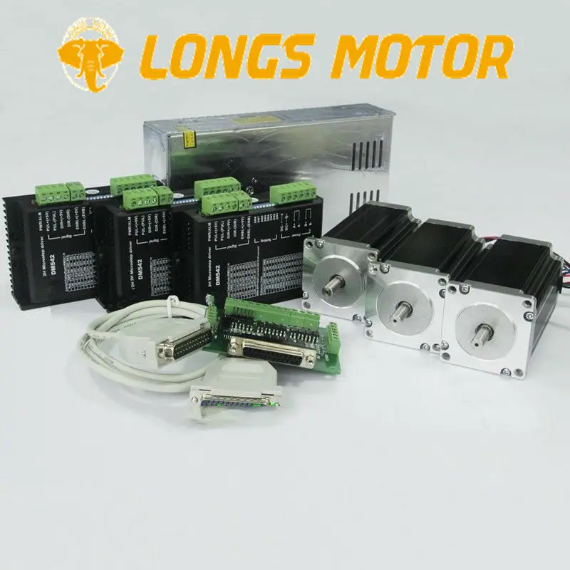 Шаговый двигатель 3 осевой Nema 23 425oz. В 23HS9430 3A одновальный DM542A драйвер ЧПУ фрезерный