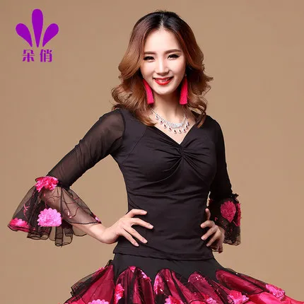 Женский костюм для выступлений и латиноамериканских танцев блузка юбка большого