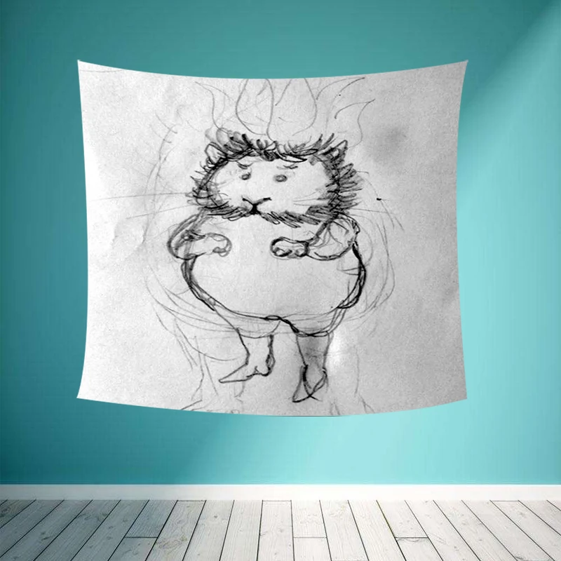 Cute Animal Fashion Show Pattern Wall Hanging Tapestry Rabbit Cat Fox Mouse Printed Children's Room Bedside Decorative Blanket. | Дом и