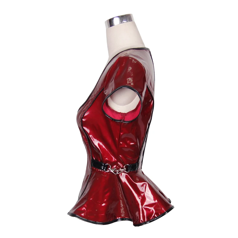 Женская футболка из ПУ кожи с коротким рукавом в готическом стиле | одежда