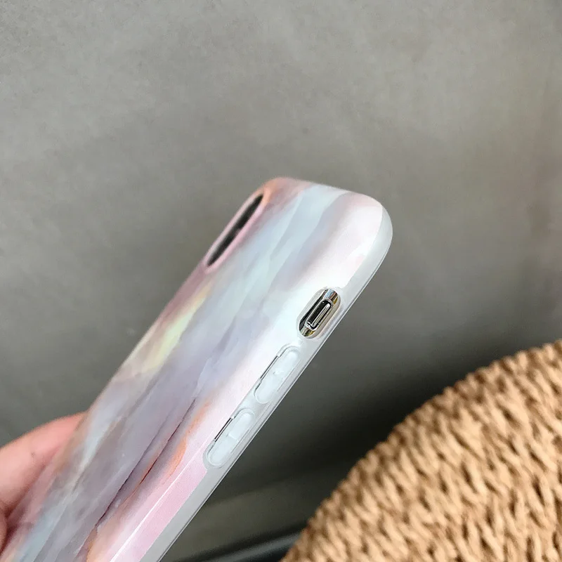 В Корейском стиле для девочек коралловый Мрамор чехол iPhone X XR XS Max Чехол 7 8 6 S Plus