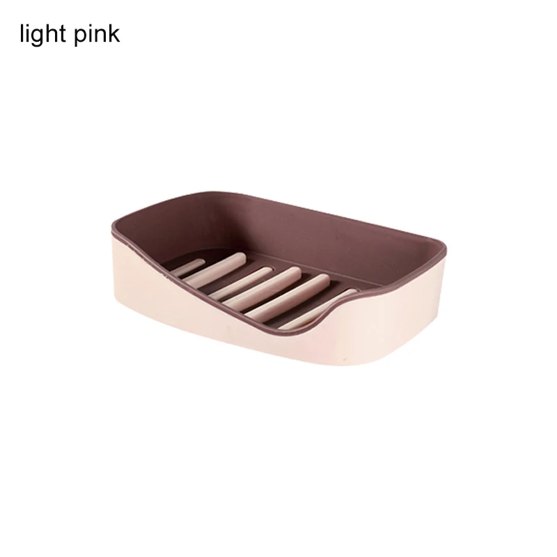 light pink Мыльница без бурения настенный двойной слой мыльница губка блюдо аксессуары для ванной комнаты Мыльницы самоклеющиеся - Цвет: light pink