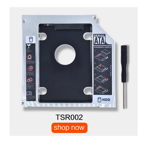TISHRIC алюминиевый 2-ой HDD Caddy 12,7 мм SATA 3,0 CD DVD для HDD для 2,5 ''чехол для SSD, HDD корпус CD-ROM Optibay