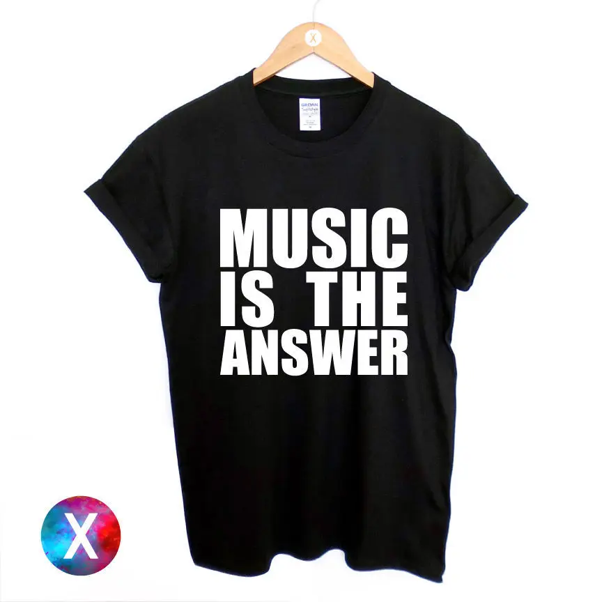 Черная футболка с принтом &quotмузыка ответ&quot новая мужская и женская