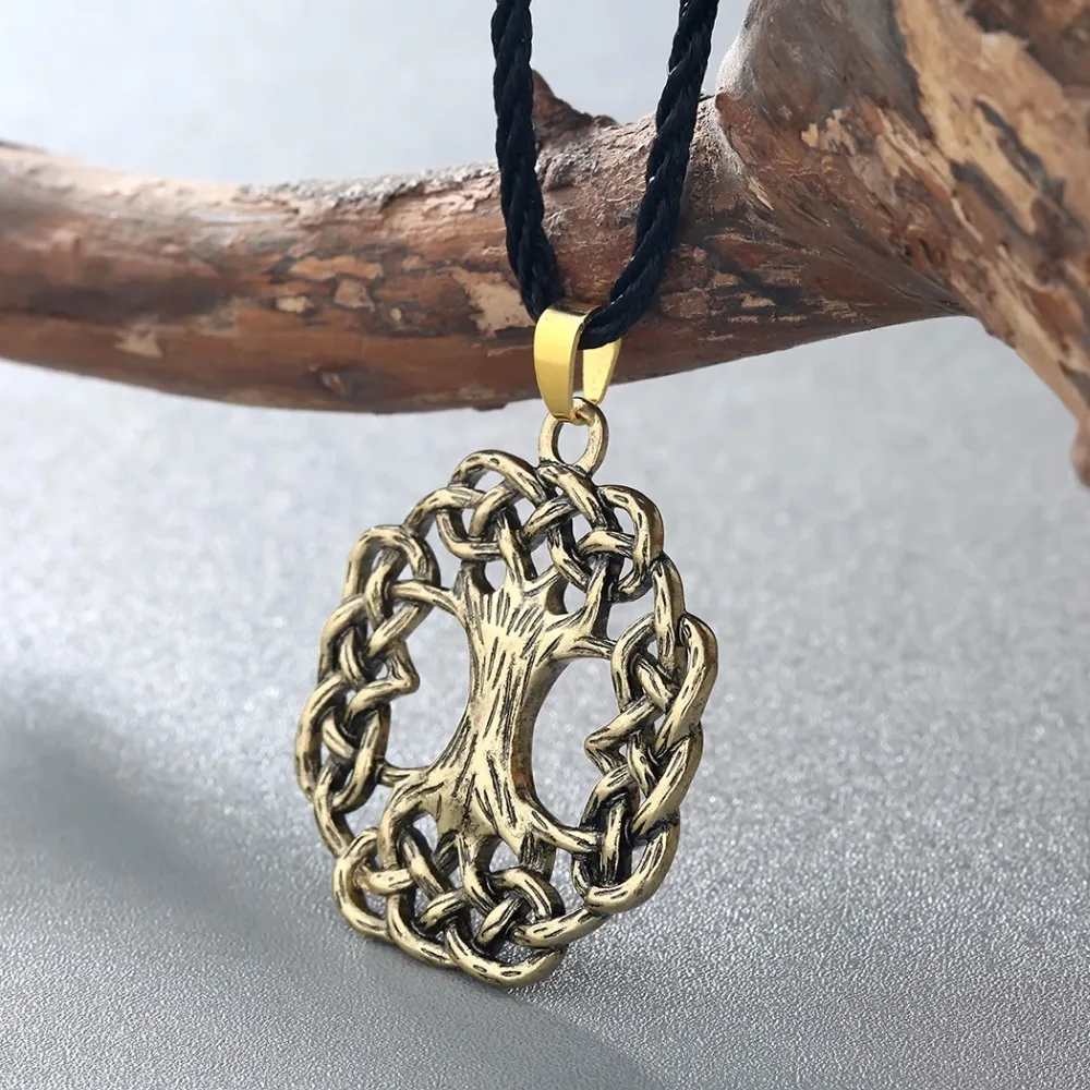 QIMING модные ювелирные изделия Yggdrasil Древо жизни ясень Дерево мир дерево Викинг скандинавские ювелирные изделия Подвеска Посеребренная бронза ожерелье