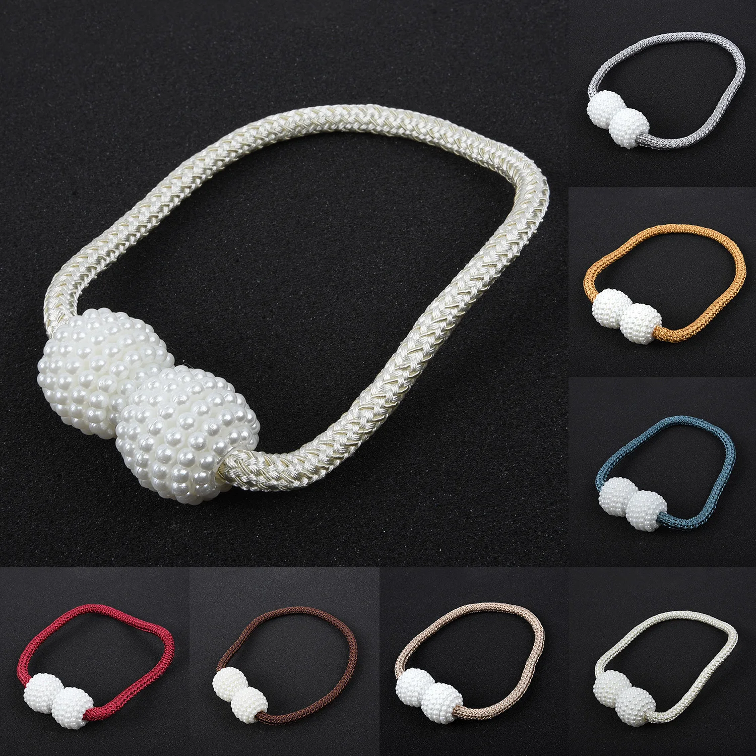 1xPearl магнитный зажим для штор, держатели для штор, зажим для галстука на спине, висячий шар, Пряжка для галстука, ремни для штор, украшение для дома