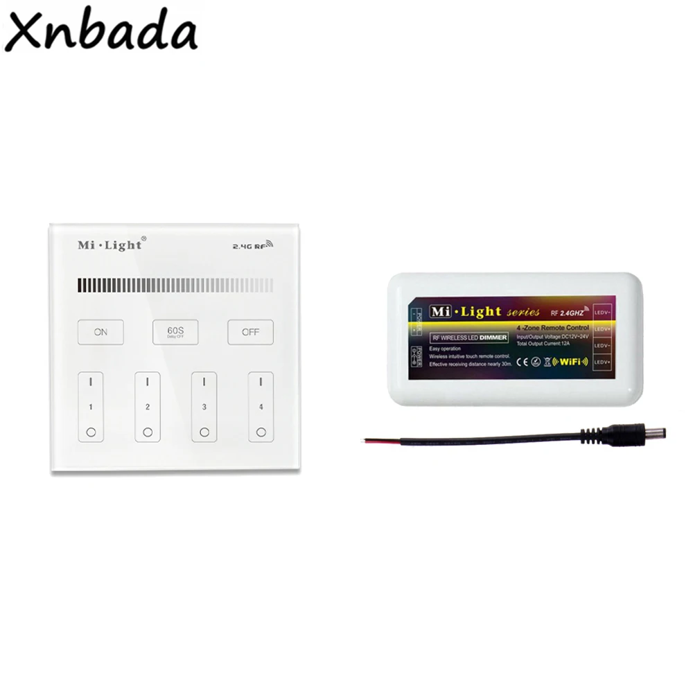 MiBoxer 2.4G T1 Сенсорная панель для настенного монтажа с пультом дистанционного управления Led AC110/220V Milight контроллер для одноцветных лент DC12-24V.
