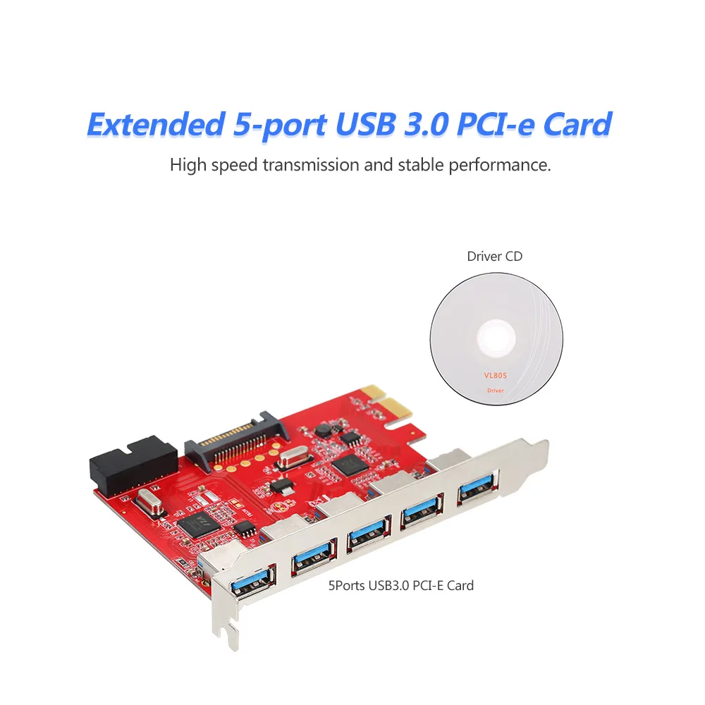 PCI E к USB 3 0 5 портов экспресс плата расширения Mini адаптер контроллера концентратор