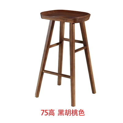 black walnut H75cm Скандинавский современный минималистичный барный стул из твердой древесины для дома креативный высокий барный стул - Цвет: black walnut H75cm