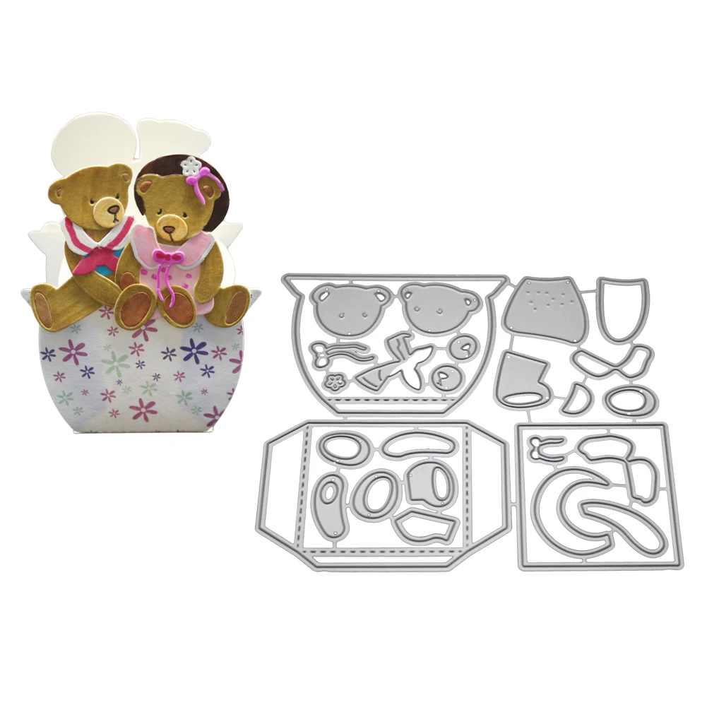 Конфетная коробка для резки металла трафареты медведя DIY скрапбукинга альбома