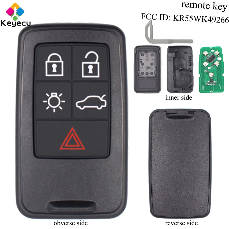 KEYECU Замена дистанционного ключа автомобиля 4 + 1/5 кнопки и 433 МГц ID46 чип FOB для Volvo S60