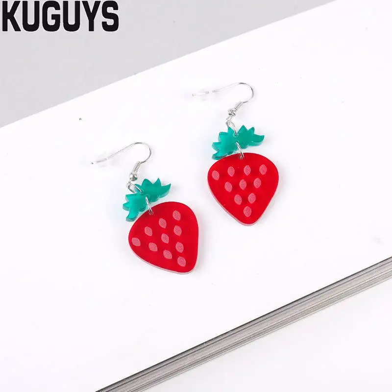 KUGUYS Fashion Jewelry Cute Carrot Earrings for Womens Pendientes Clear Acrylic Food Drop Earring Oorbellen Brincos Accessories | Украшения