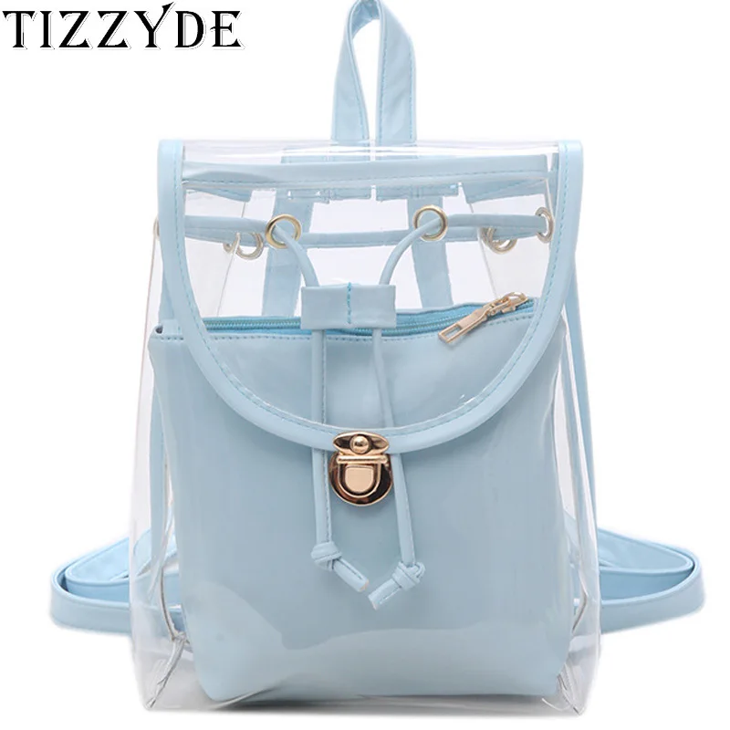 

2019 fashion new transparent jelly backpack student travel small backpack SWM53