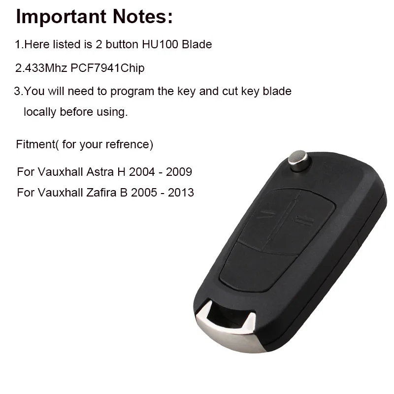 Автомобильный ключ GORBIN с 2 кнопками для Vauxhall Opel Astra H 2004 -2009 Smart Remote PCF7941 Chip HU100 Blade - Фото №1