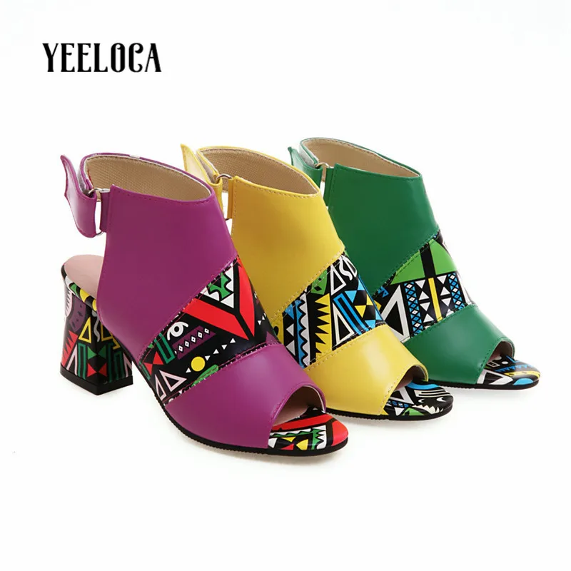 YEELOCA/женские босоножки на высоком квадратном каблуке с открытым носком острым